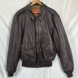 Cooper Type A-2 USAF Brown Goat Leather Bomber Pilot Flight Jacket Coat Size 48L